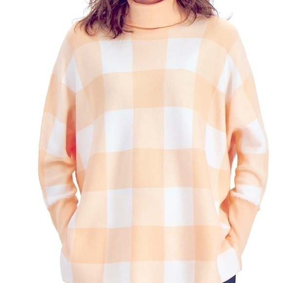 Long sleeve turtle‎ neck sweater in peach and white NWT size Large - Picture 1 of 1